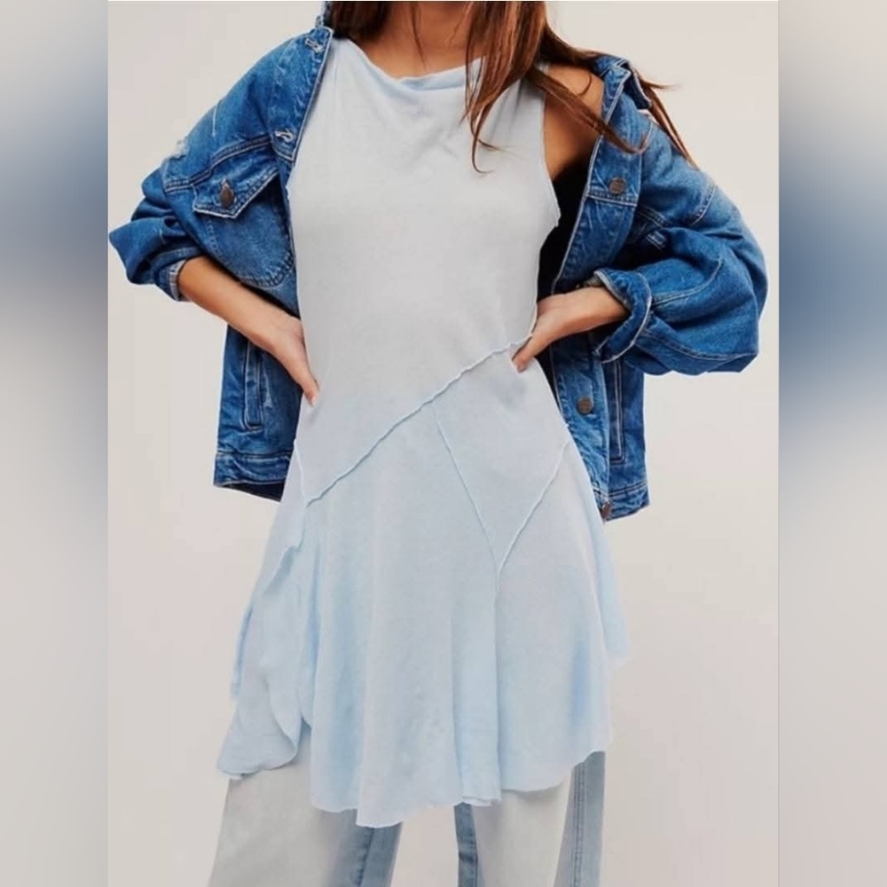 NWT FREE PEOPLE Tunic Dew Shine Blue Size M